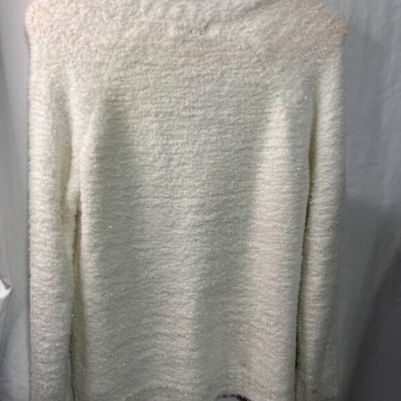 Merry Christmas by Poof Snowman Sweater White Fuzzy Pullover Size Small - Picture 6 of 8